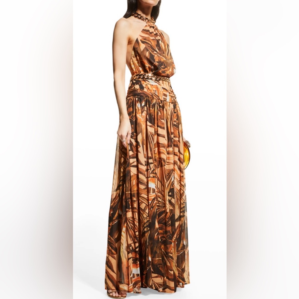 Elegant Brown Patterned Women's Dress